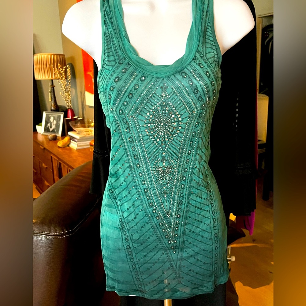 Miss Me Embellished Silk blend tank. Size small